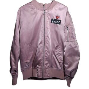 Frank Stone Embroidered Floral Design Womens Bomber Jacket